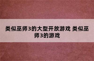 类似巫师3的大型开放游戏 类似巫师3的游戏